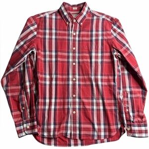 J.Crew Men’s Slim Fit‎ Plaid Button-Down Shirt Red Blue Cotton Medium